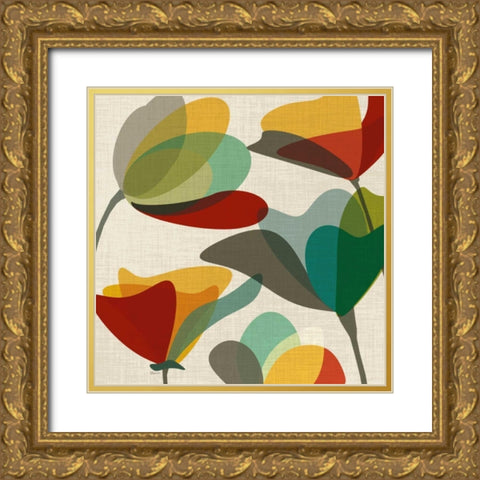 Flower Shapes I Gold Ornate Wood Framed Art Print with Double Matting by Craven, Katrina