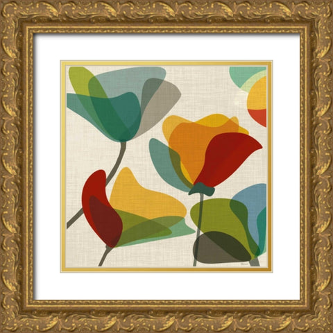 Flower Shapes II Gold Ornate Wood Framed Art Print with Double Matting by Craven, Katrina