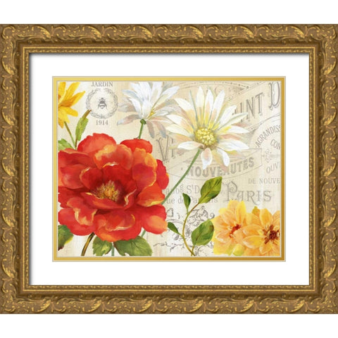 Spring Ensemble I Gold Ornate Wood Framed Art Print with Double Matting by Nan