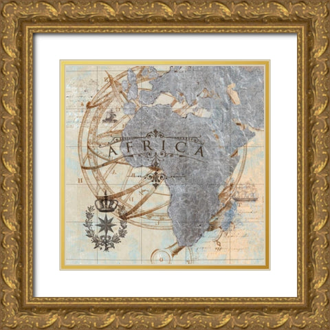 Africa Gold Ornate Wood Framed Art Print with Double Matting by Tava Studios