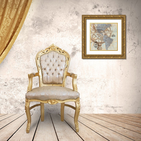 New World Gold Ornate Wood Framed Art Print with Double Matting by Tava Studios