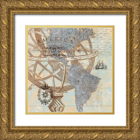 New World Gold Ornate Wood Framed Art Print with Double Matting by Tava Studios