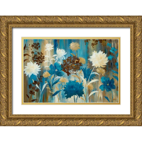 Blue Jean Garden Gold Ornate Wood Framed Art Print with Double Matting by Nan