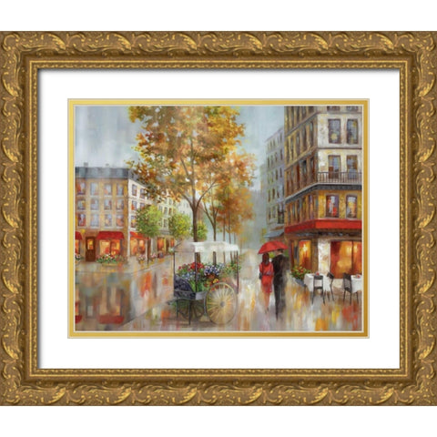 Romantic Promenade I Gold Ornate Wood Framed Art Print with Double Matting by Nan