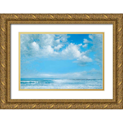 At The Beach Gold Ornate Wood Framed Art Print with Double Matting by David, West