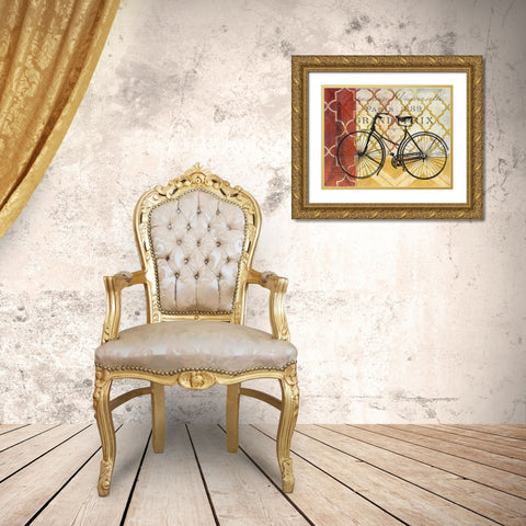 Cyclisme I Gold Ornate Wood Framed Art Print with Double Matting by Nan