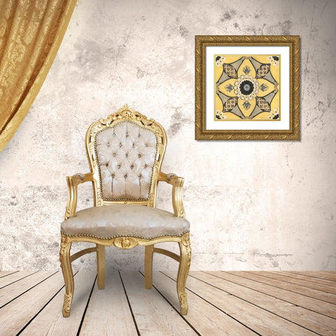 Moroccan Tile Gold Ornate Wood Framed Art Print with Double Matting by Tava Studios
