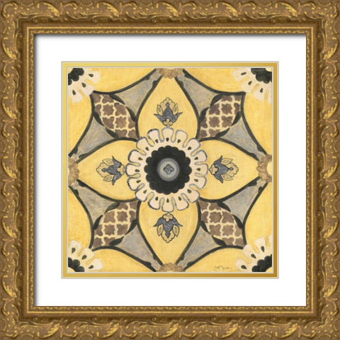 Moroccan Tile Gold Ornate Wood Framed Art Print with Double Matting by Tava Studios