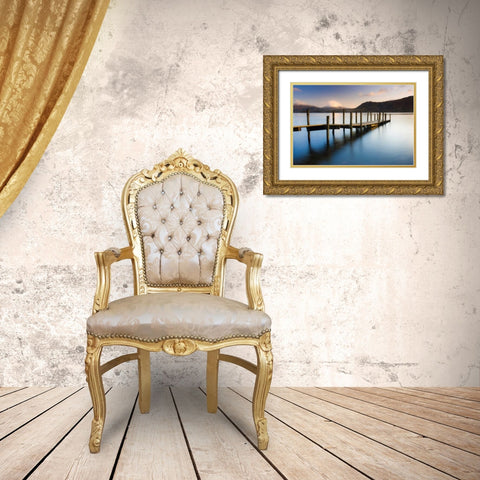 Brandlehow Bay Jetty Gold Ornate Wood Framed Art Print with Double Matting by Delimont, Danita