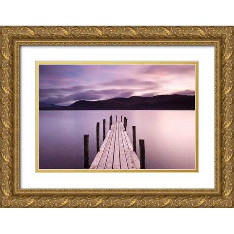 Brandlehow Bay Jetty-Derwenter Gold Ornate Wood Framed Art Print with Double Matting by Delimont, Danita