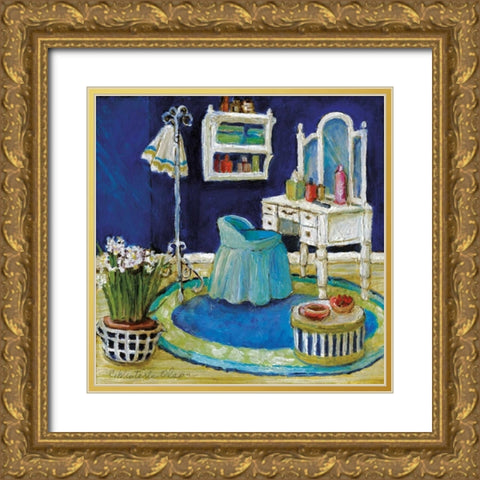 Blue Boudoir II Gold Ornate Wood Framed Art Print with Double Matting by Olson, Charlene