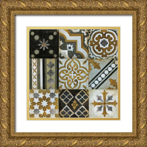 Midcentury Modern Gold Ornate Wood Framed Art Print with Double Matting by Tava Studios