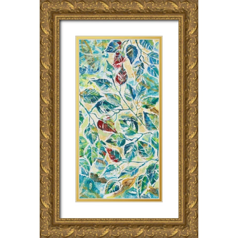 Leaf Montage I Gold Ornate Wood Framed Art Print with Double Matting by Donovan, Maria
