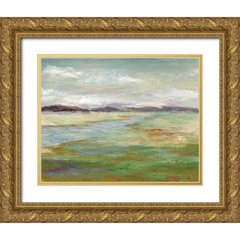 Meadow Stream II Gold Ornate Wood Framed Art Print with Double Matting by Nan