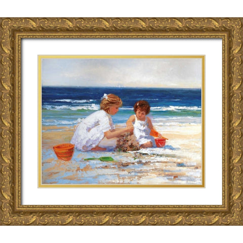 On the Shore Gold Ornate Wood Framed Art Print with Double Matting by Swatland, Sally