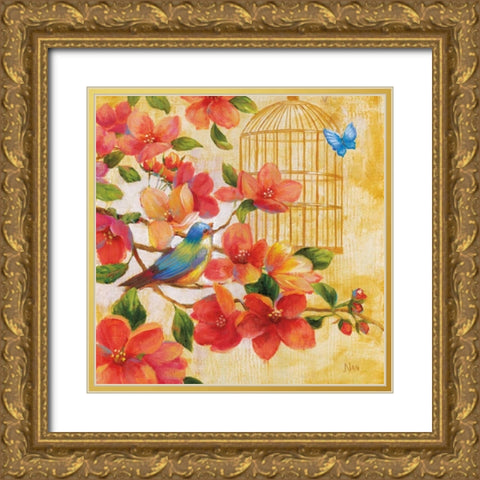 Spring Fling I Gold Ornate Wood Framed Art Print with Double Matting by Nan