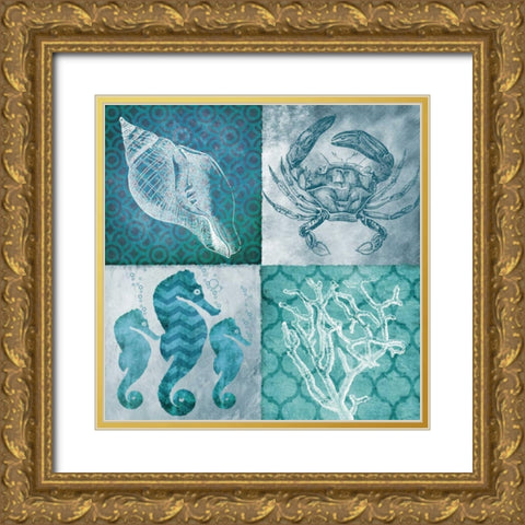 Nautical Quad II Gold Ornate Wood Framed Art Print with Double Matting by Knutsen, Conrad