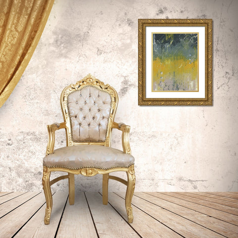 Yellow Abstract I Gold Ornate Wood Framed Art Print with Double Matting by Coopersmith, Justin