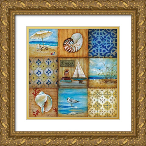 Beach Scenes Gold Ornate Wood Framed Art Print with Double Matting by Tava Studios
