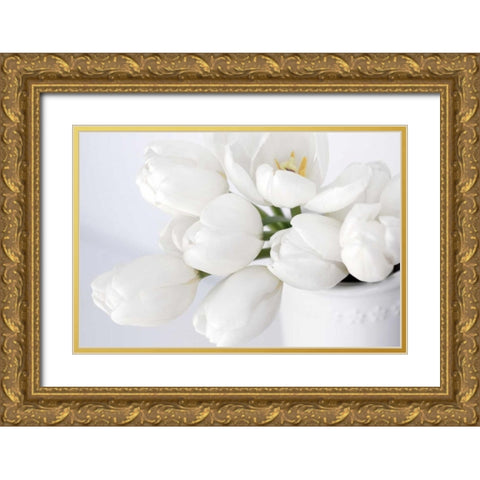 Elegant in White Gold Ornate Wood Framed Art Print with Double Matting by Naugle, Karen