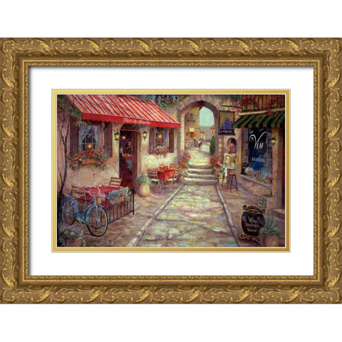 Bar du Marche Gold Ornate Wood Framed Art Print with Double Matting by Manning, Ruane
