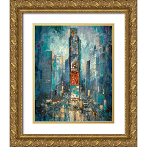 City of Lights Gold Ornate Wood Framed Art Print with Double Matting by Manning, Ruane