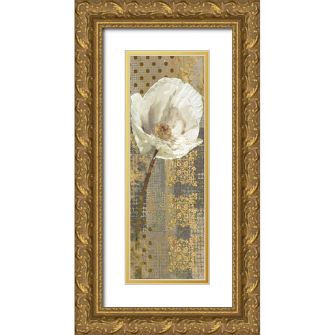 White Poppy Shimmer I-Resized Gold Ornate Wood Framed Art Print with Double Matting by Nan