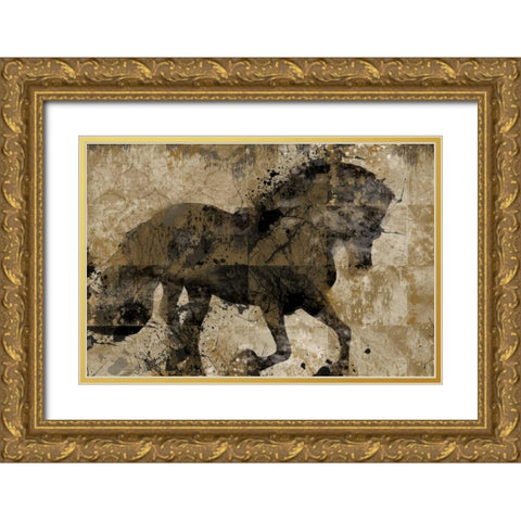 Midnight Stallion Gold Ornate Wood Framed Art Print with Double Matting by Robinson, Carol