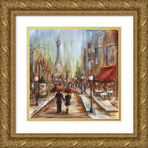 Afternoon Cafe Gold Ornate Wood Framed Art Print with Double Matting by Dunlap, Marilyn