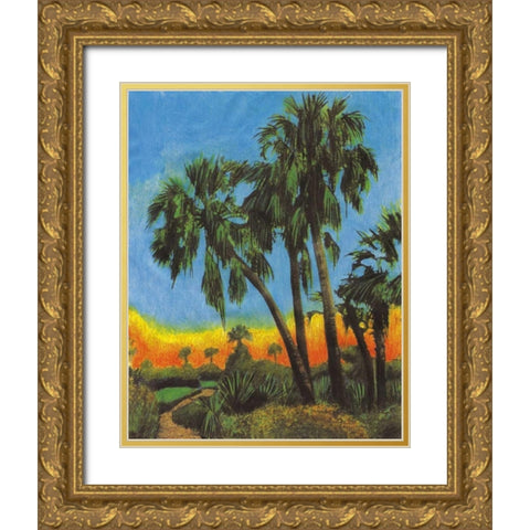 Tropical Sunset I Gold Ornate Wood Framed Art Print with Double Matting by Pattinian, Merri