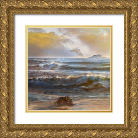 Distant Island Gold Ornate Wood Framed Art Print with Double Matting by Calascibetta, Mike