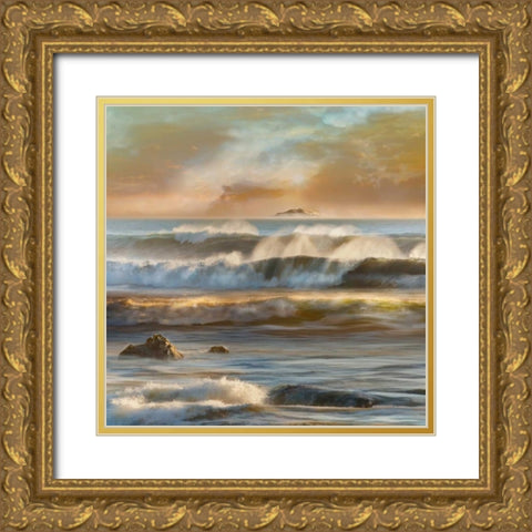 Distant Island Gold Ornate Wood Framed Art Print with Double Matting by Calascibetta, Mike
