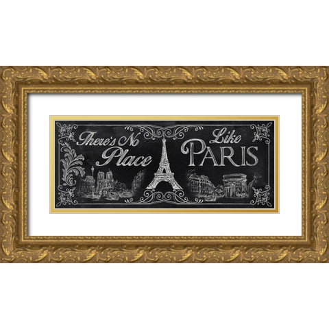 No Place Like Paris Gold Ornate Wood Framed Art Print with Double Matting by Knutsen, Conrad