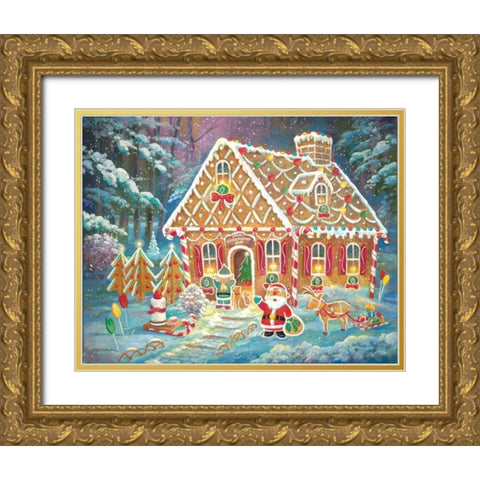 Santas Ginger Gold Ornate Wood Framed Art Print with Double Matting by Manning, Ruane