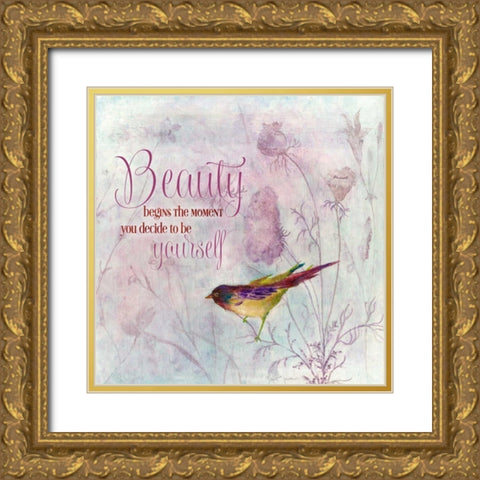 Lavender Finch II Gold Ornate Wood Framed Art Print with Double Matting by Tava Studios