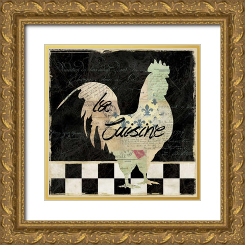 French Rooster Gold Ornate Wood Framed Art Print with Double Matting by Robinson, Carol