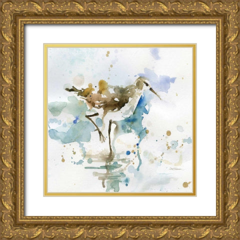 Malibu Sand Piper Gold Ornate Wood Framed Art Print with Double Matting by Robinson, Carol