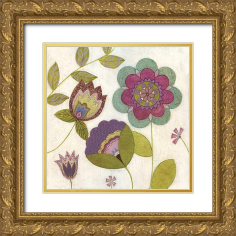 Posie II Gold Ornate Wood Framed Art Print with Double Matting by Tava Studios