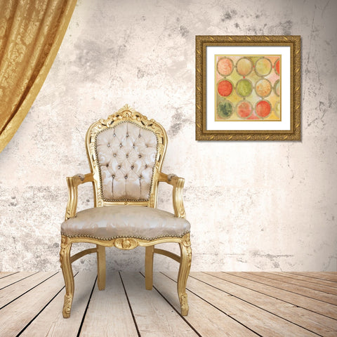 Circle Mosaic Gold Ornate Wood Framed Art Print with Double Matting by Tava Studios