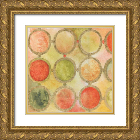 Circle Mosaic Gold Ornate Wood Framed Art Print with Double Matting by Tava Studios