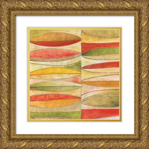 Oval Mosaic Gold Ornate Wood Framed Art Print with Double Matting by Tava Studios