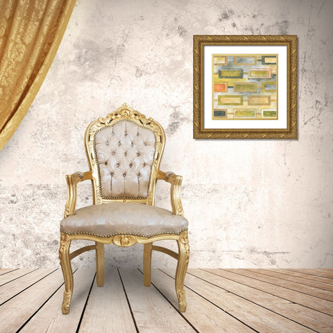 Square Mosaic Gold Ornate Wood Framed Art Print with Double Matting by Tava Studios