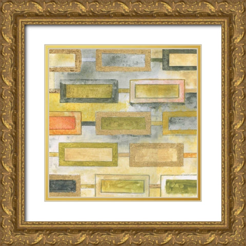 Square Mosaic Gold Ornate Wood Framed Art Print with Double Matting by Tava Studios