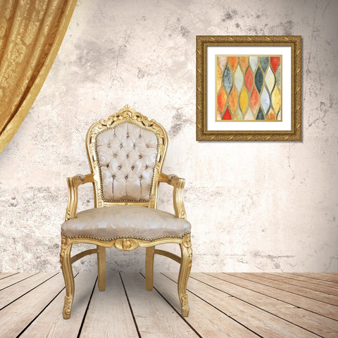 Teardrop Mosaic Gold Ornate Wood Framed Art Print with Double Matting by Tava Studios