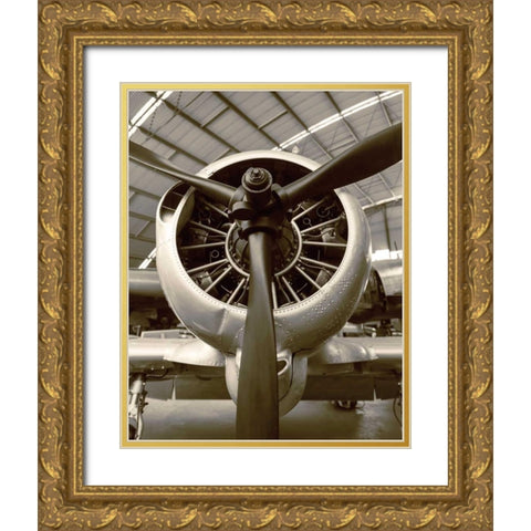 WWII Fighter Gold Ornate Wood Framed Art Print with Double Matting by Bibikow, Walter