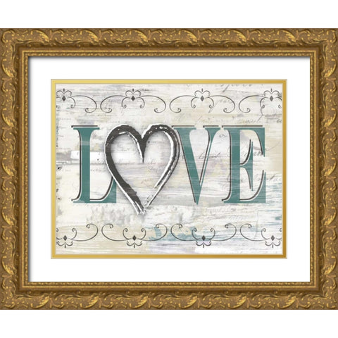 Shabby Chic Love Gold Ornate Wood Framed Art Print with Double Matting by Donovan, Kelly
