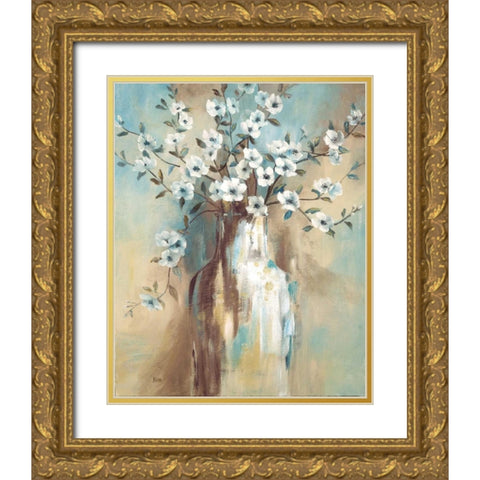 Blossoms in Spring Gold Ornate Wood Framed Art Print with Double Matting by Nan