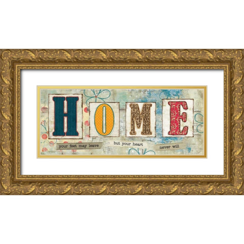 Wise Words of Home Gold Ornate Wood Framed Art Print with Double Matting by Robinson, Carol