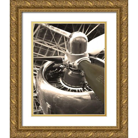 DC 4 Aircraft Gold Ornate Wood Framed Art Print with Double Matting by Brack, Dennis