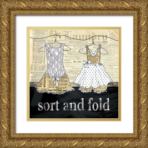 Sort and Fold Gold Ornate Wood Framed Art Print with Double Matting by Robinson, Carol